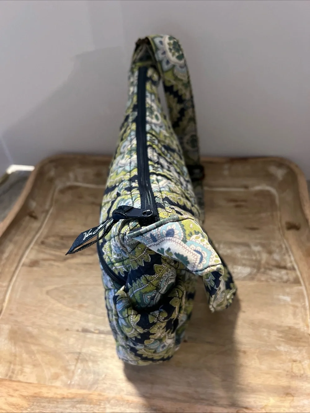 Vera Bradley Navy and Green Patterned Quilted Shoulder Bag